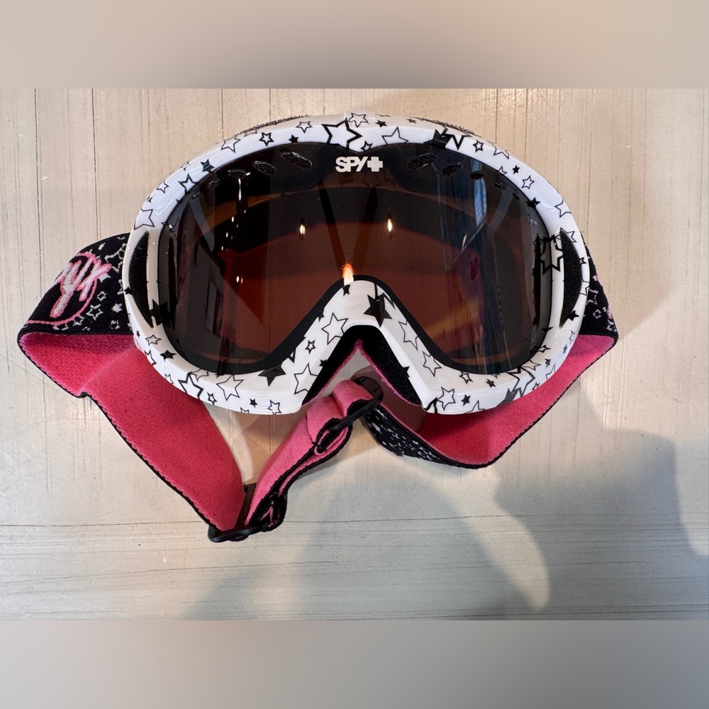 SPY Targa Mini Snow Goggles Youth Ski Snowboard White Pink Stars